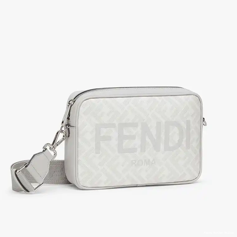 Affordable Motif Fendi Logo ROMA White Compact In FF Case Camera Fabric 0702